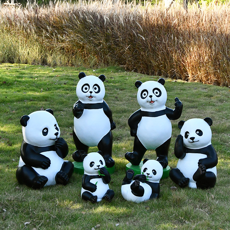 户外熊猫玻璃钢雕塑仿真动物公园幼儿园室外花园摆件园林景观装饰