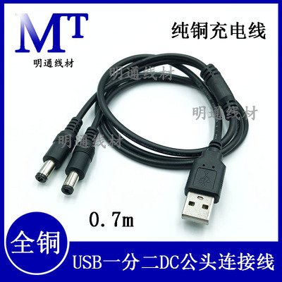 USB一分二DC5521充电线