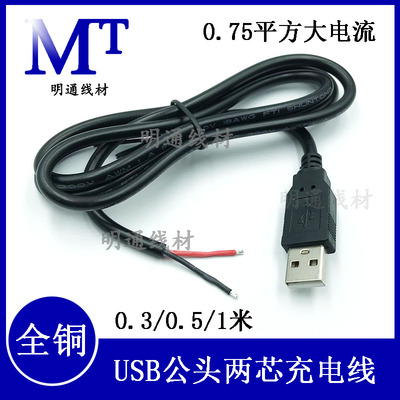 USB公头两芯充电连接线