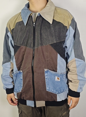 卡哈特carhartt牛仔remake改制拼接夹克外套古着海淘孤品个性加厚