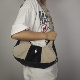 拉夫RL改制单肩包斜挎包女式拼接remake古着孤品配色灯芯绒调节