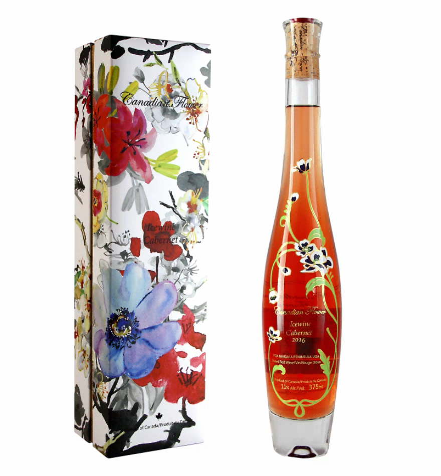 VQA加拿大之花赤霞珠品丽珠冰酒冰红葡萄酒375ml单支礼盒装