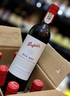 官方正品澳大利亚奔富BIN407赤霞珠干红葡萄酒2021/2年随机750ML