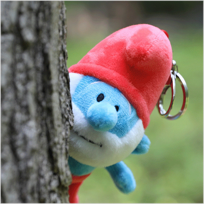 韩国代购Q版蓝精灵毛绒公仔玩偶钥匙扣链/聪聪蓝妹妹包挂件小挂饰