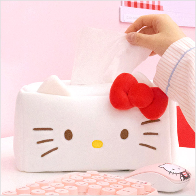 韩国代购sanrio三丽鸥周边经典款红色Hellokitty毛绒纸巾盒抽纸盒
