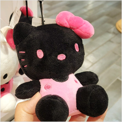 韩国代购Sanrio黑色Hellokitty包挂件玩偶毛绒公仔/黑皮kitty挂饰