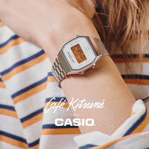 Casio x Café Kitsuné卡西欧联名小狐狸印花复古男女方形手表