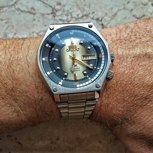 日本orient东方表正品双狮全自动机械男表复古钢带 RA-AA0B01G19A