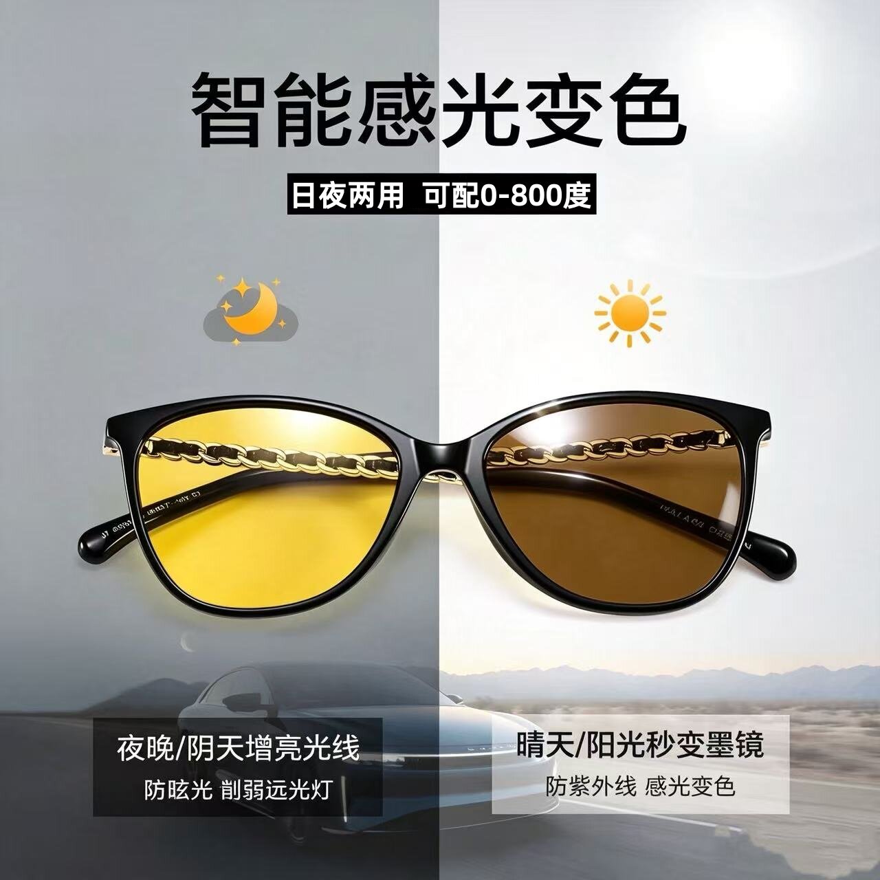 日夜两用司机夜视镜开车专用变色太阳墨镜夜间驾驶防远光眩光近视