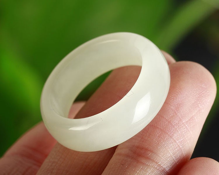 新疆和田玉白玉戒指白玉男女款指环手饰正品天然玉石玉器扳指戒圈