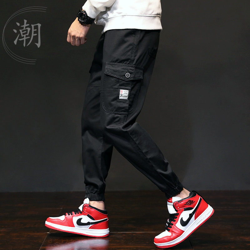 裤子男秋冬季棉布潮流百搭国潮休闲运动宽松束脚哈伦多口袋工装裤,男装,休闲裤,淘宝优惠券,粉丝福利购,淘宝优惠卷
