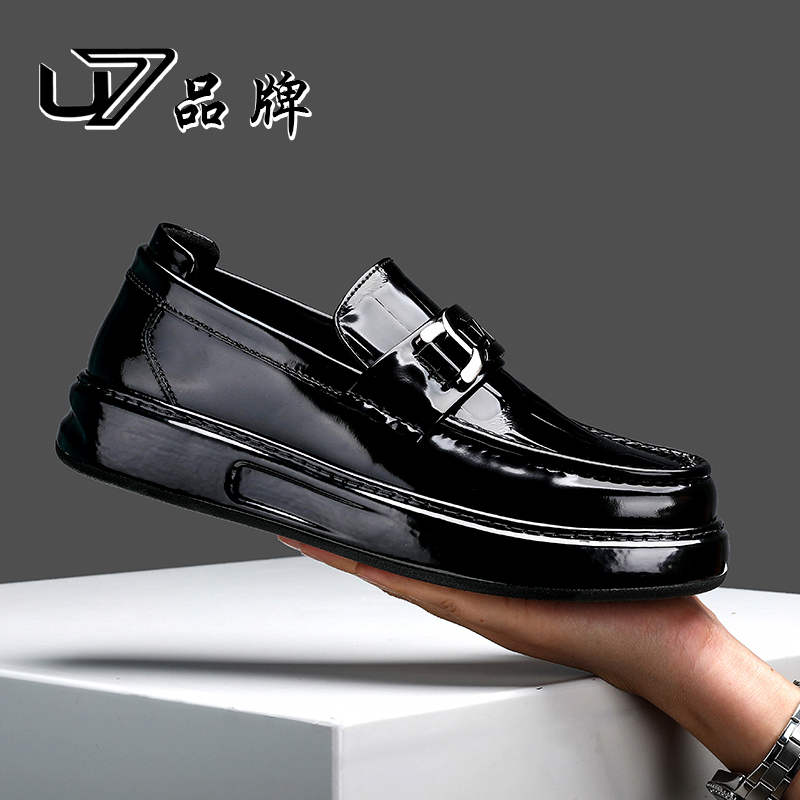 U7皮鞋男高端开边珠乐福鞋真皮厚底套脚休闲皮鞋头层牛皮商务皮鞋,流行男鞋,乐福鞋（豆豆鞋）,淘宝优惠券,粉丝福利购,淘宝优惠卷