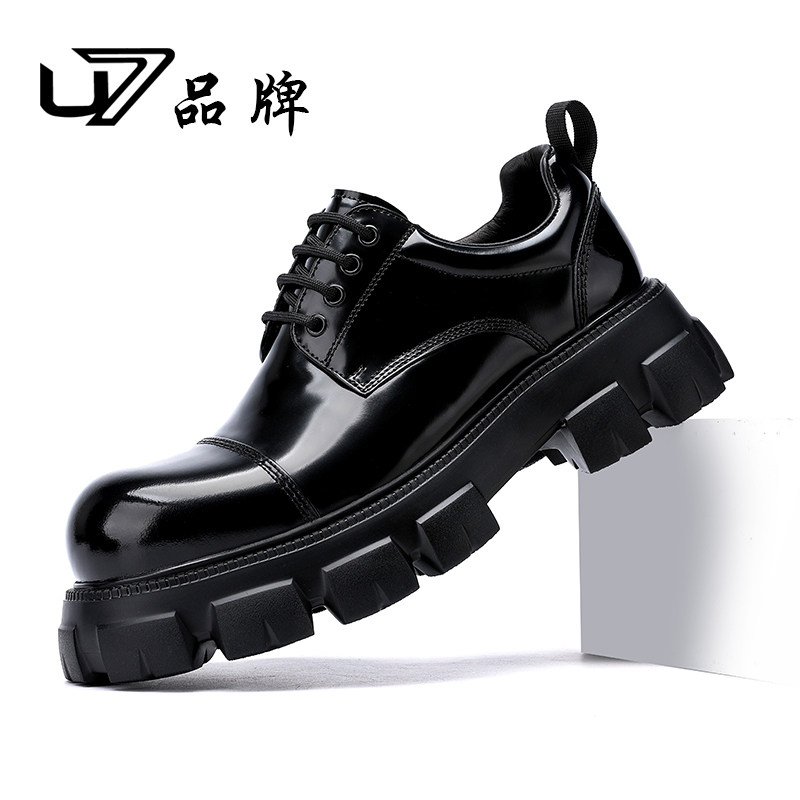U7男士皮鞋2026新款真皮厚底系带德比鞋男头层牛皮商务正装皮鞋男
