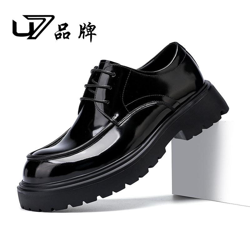 U7男士皮鞋2026新款真皮厚底德比鞋男头层牛皮英伦商务正装皮鞋男