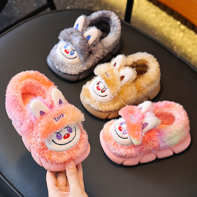 拉布布包跟棉拖鞋亲子秋冬季卡通可爱宝宝居家室内防滑女童棉拖鞋