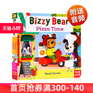 忙碌 Time 小熊很忙系列 Bear Pizza Bizzy 儿童英文绘本纸板书 机关纸板操作拉拉书 小熊儿童英语绘本启蒙早教阅读 披萨时间