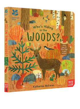 英文原版 National Trust Who's Hiding in the Woods? 纸板趣味翻翻书 四季动物 STEM课外读物 儿童启蒙早教认识科普绘本 大嘴鸟