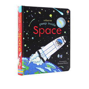 Usborne 纸板科普翻翻机关书 Peep 太空星球 洞洞书 Inside Space 英文原版 早教启蒙认知 偷偷看里面系列 儿童绘本