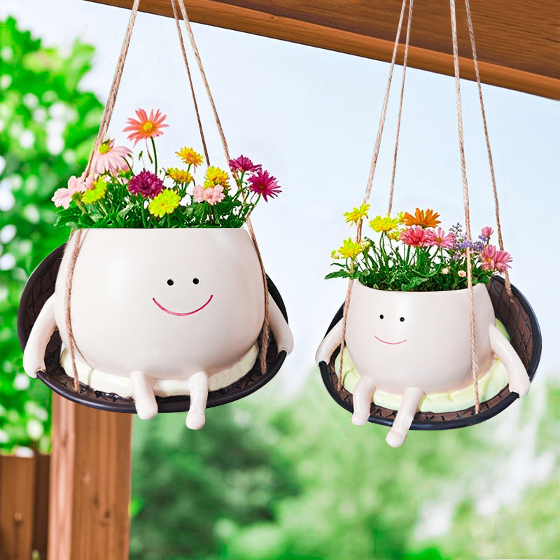 限时疯抢树脂简约秋千悬挂创意笑脸花盆多肉盆栽特价植物盆栽家居,鲜花速递/花卉仿真/绿植园艺,花盆,淘宝优惠券,粉丝福利购,淘宝优惠卷