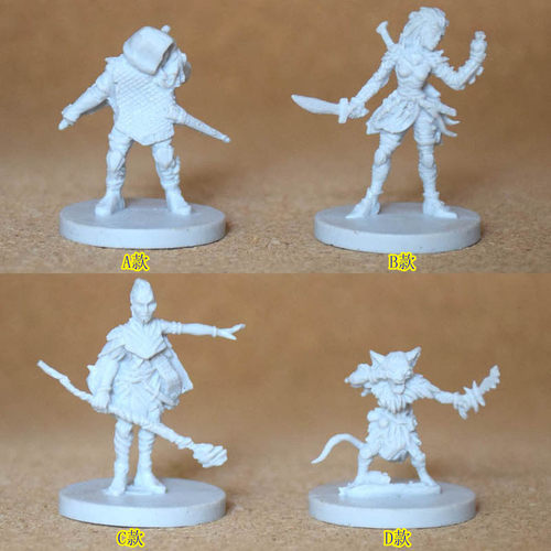 B2排 Gloomhaven魔幻人物桌游模型白模 战士怪物人术士