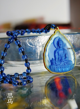 108颗珠链·药师佛·全金边机制法蓝琉璃·挂件吊坠