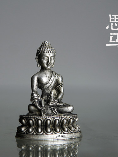 蓝毗尼风·药师佛·藏白铜分层微氧化·手工二次粗抛