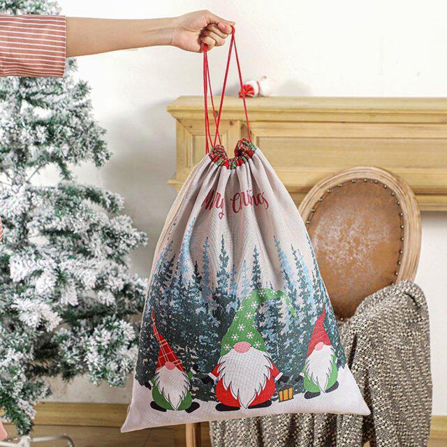 1pc santa gift bag candy bag snowflake crisp drawstring bag