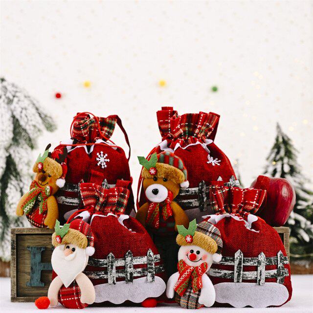 santa claus christmas candy bag wine stocking bottle gift xm