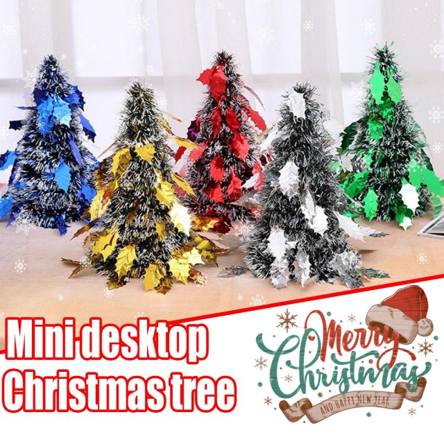 creative mini desktop christmas tree decoration leaves chris