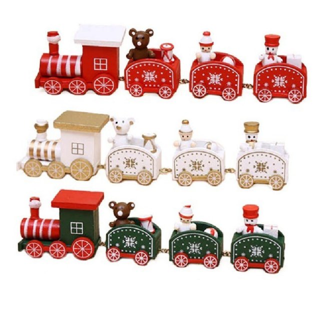 christmas kid gift toys wooden train ornament decoration for