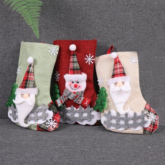 christmas candy gift bag decoration props santa snowman sock