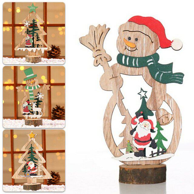 christmas wooden ornaments table santa claus snowman craft x