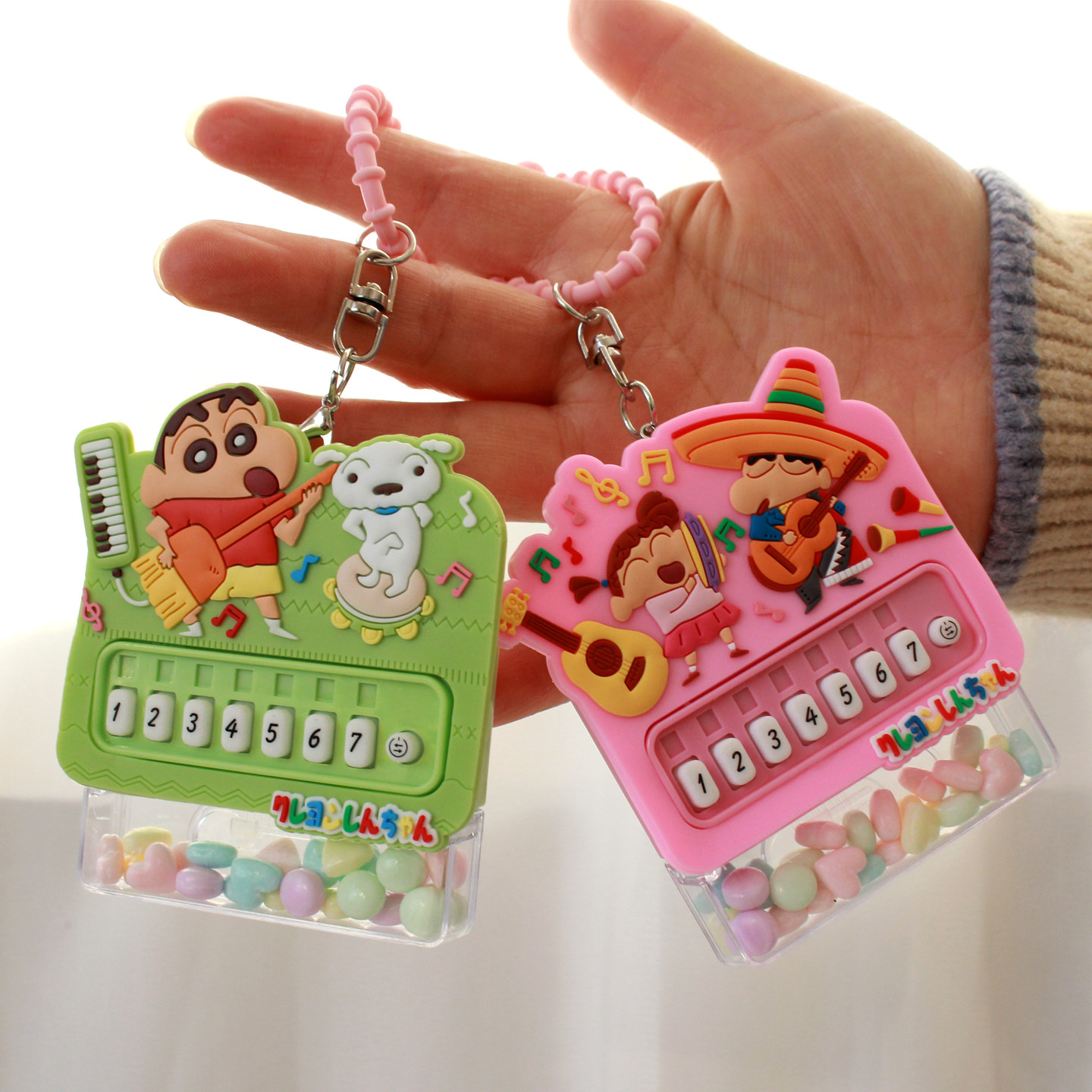好心情小新卡通电子琴钥匙扣儿童音乐玩具糖果挂件创意礼品
