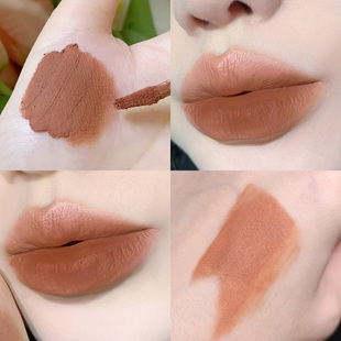 裸色系吃土色口红欧美风高级感棕调巧克力色浅色哑光丝绒唇釉素颜