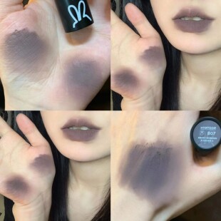 厌世感烟熏口灰紫~黑兔唇泥b07欧美亚裔低饱和裸棕色口红哑光唇釉