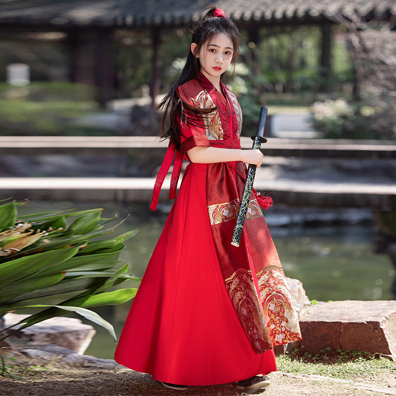 新款汉服女童夏装短袖薄款花木兰