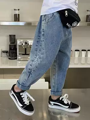 Big children's clothing boys Korean pants foreign school children's autumn jeans tide 2021 new boys spring and autumn trousers