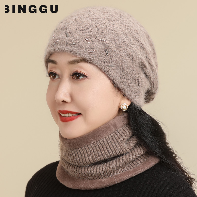 中老年人妈妈秋冬保暖包头帽洋气