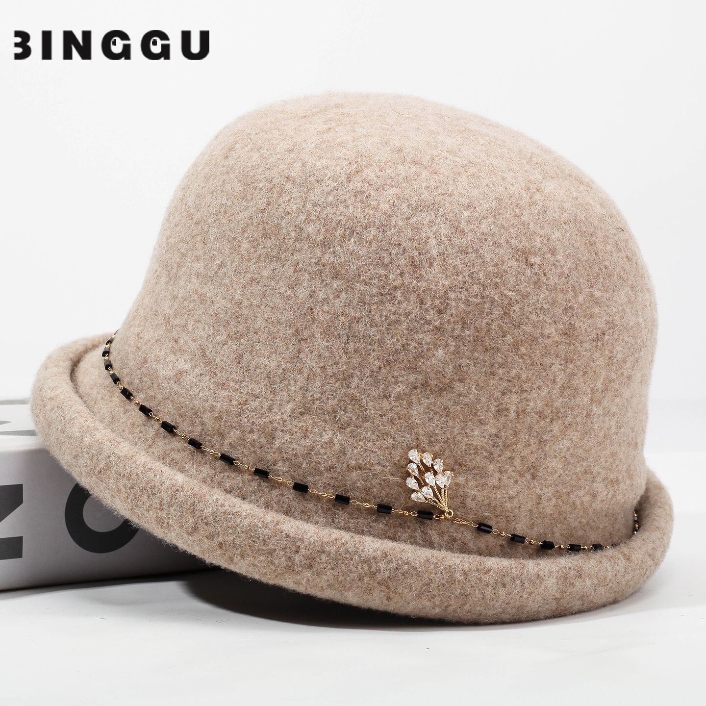 新款羊毛呢妈妈帽子女秋冬季盆帽