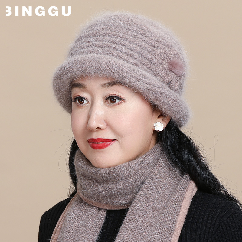 中老年秋冬季妈妈婆婆保暖毛线帽