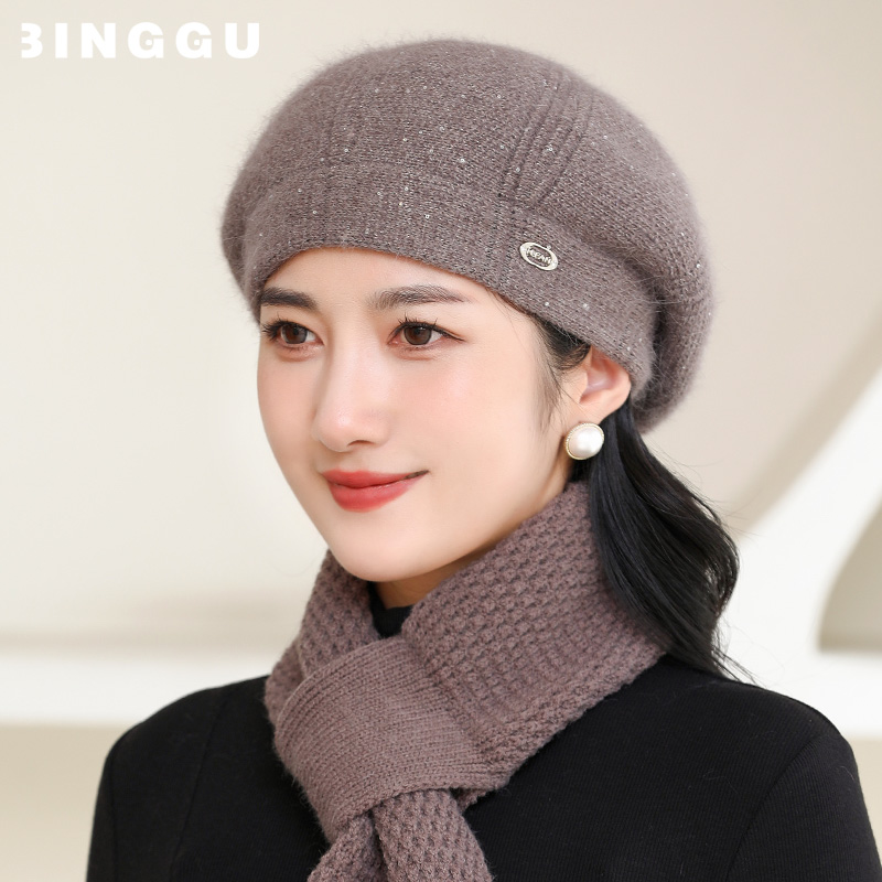 中老年帽子女秋冬妈妈保暖贝雷帽