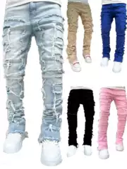 Men's Jeans Street Stretch Straight Pants Men's Stretch Street Jeans