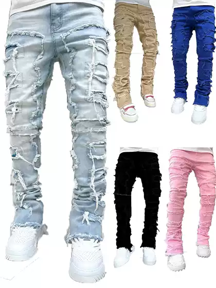 Men's Jeans Street Stretch Straight Pants Men's Stretch Street Jeans