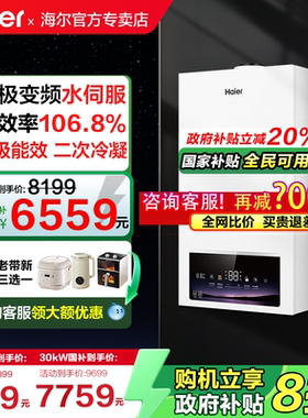国补海尔壁挂炉天然气家用一级能效节能恒温采暖锅炉热水两用PN7