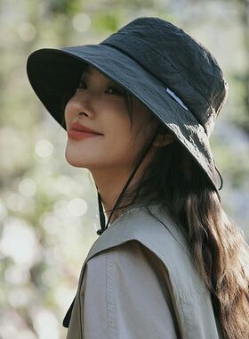 户外徒步登山渔夫帽女2026夏新款大檐防晒遮阳防紫外线时尚洋气男