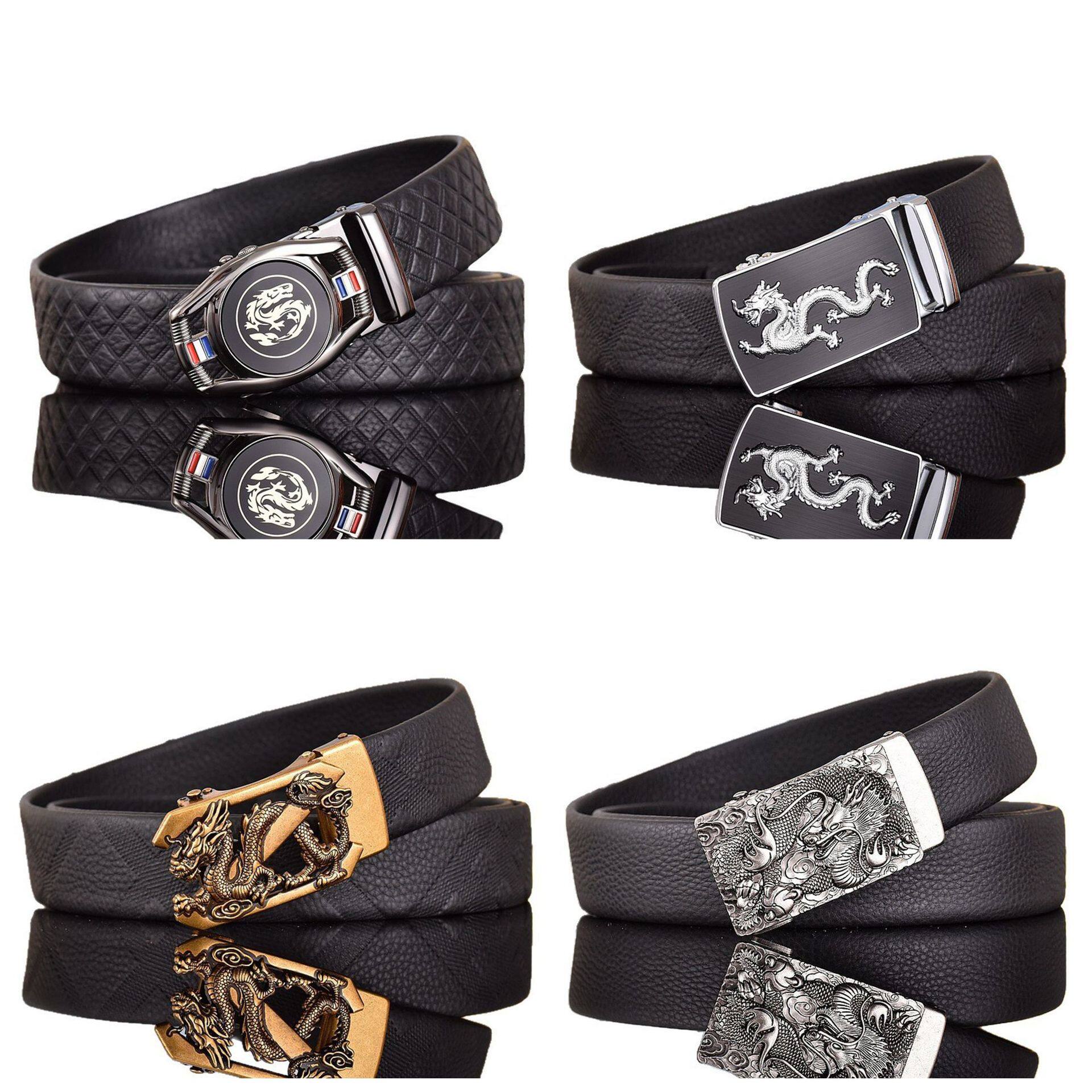 自动扣皮带男士真皮龙头复古腰带牛皮男卡扣镶钻抖音网红裤带跨境
