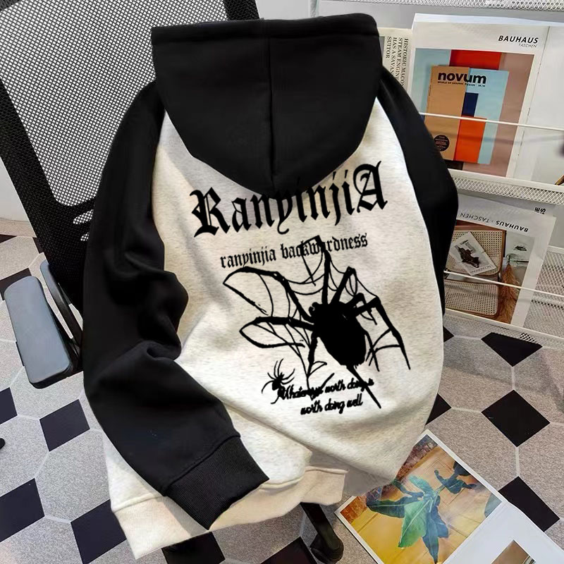 男童插肩连帽卫衣中大童撞色秋冬