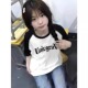 新款 女童复古潮牌英文字母插肩纯棉短袖 t恤中大童2024夏装 学院风
