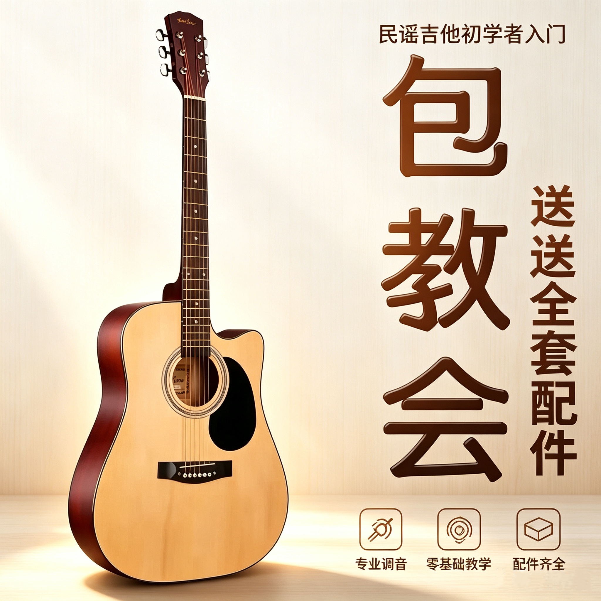 正品马尔品牌吉他初学者云杉单板38寸41寸成人新手入门民谣木吉他