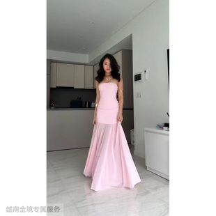 越在线越南小众品牌Bonita抹胸鱼尾半透明海边度假连衣长裙